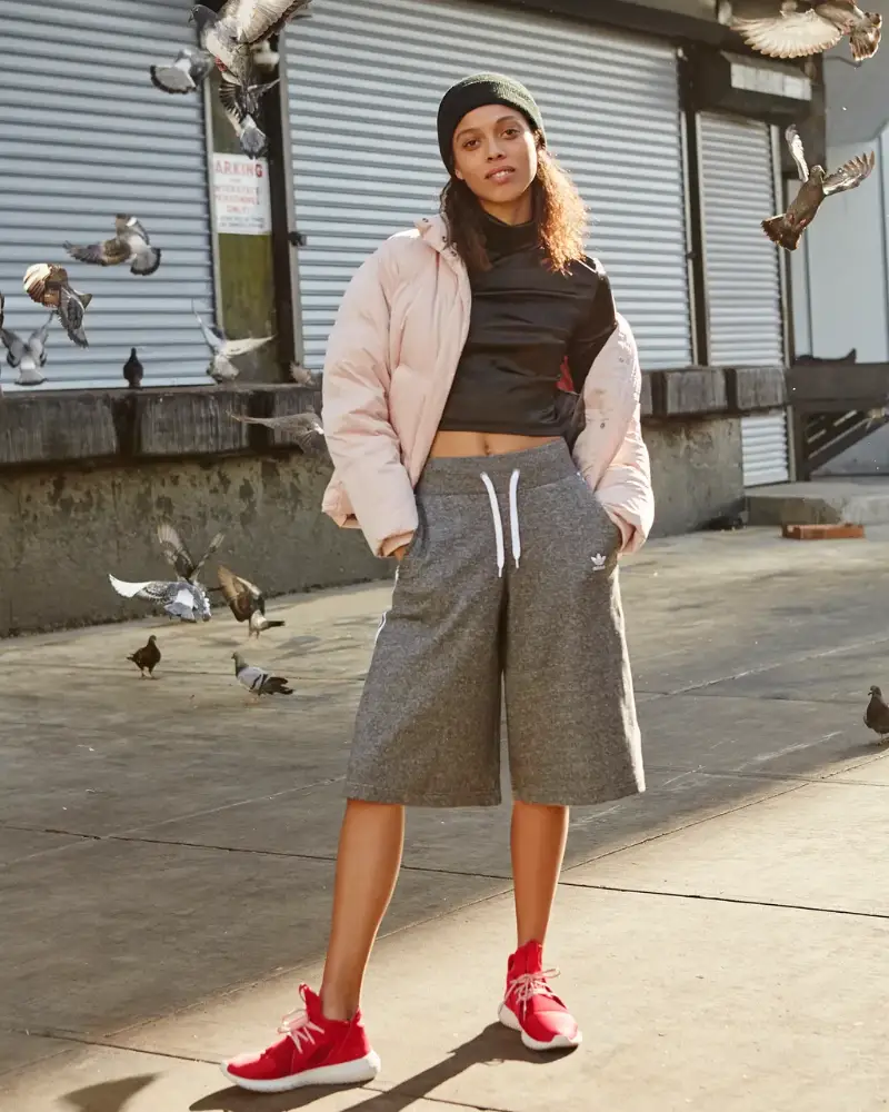 Pink Puffer & Grey Culotte Shorts