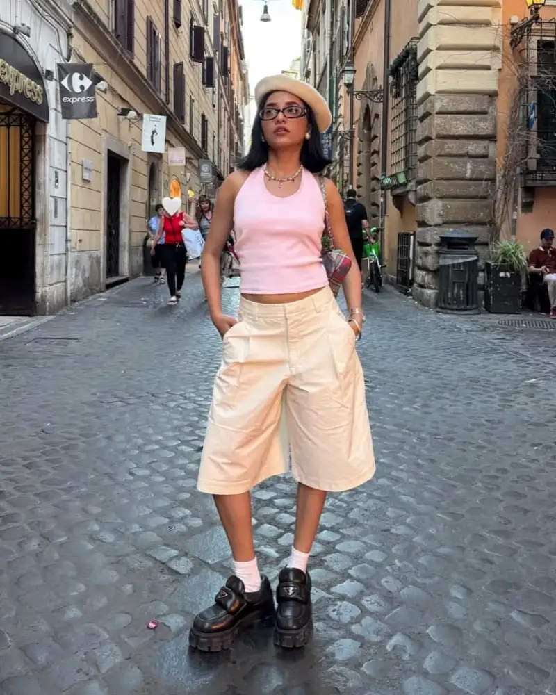 Pink Tank and Cream Culottes