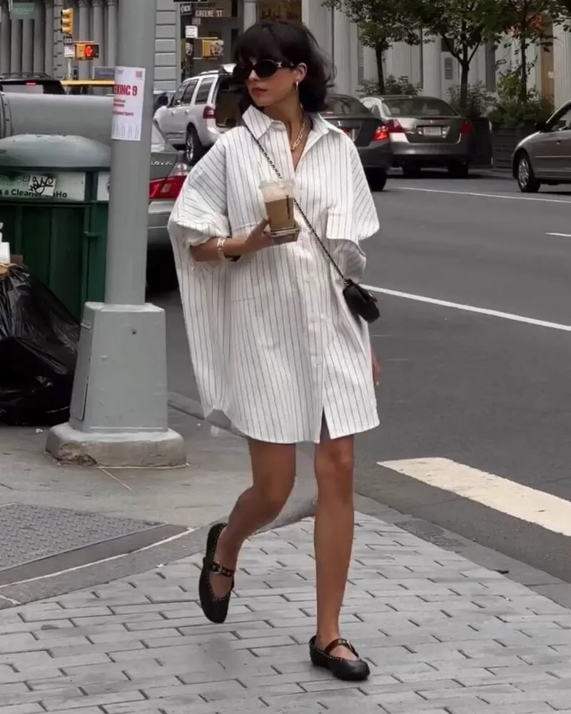 Pinstripe Shirt Dress