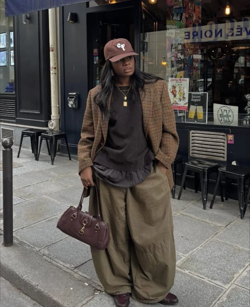 Plaid Blazer, Wide Pants