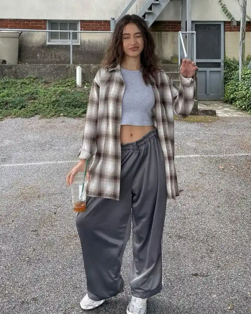 Plaid Flannel & Satin Joggers