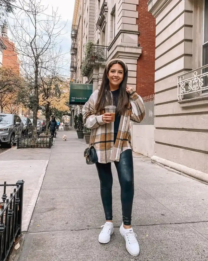 Plaid Shacket & Leather Leggings