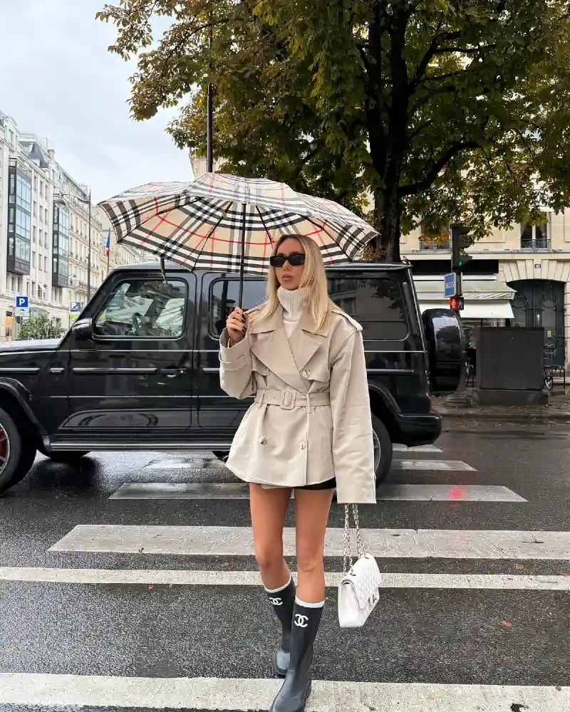 Plaid Umbrella, Bold Boots