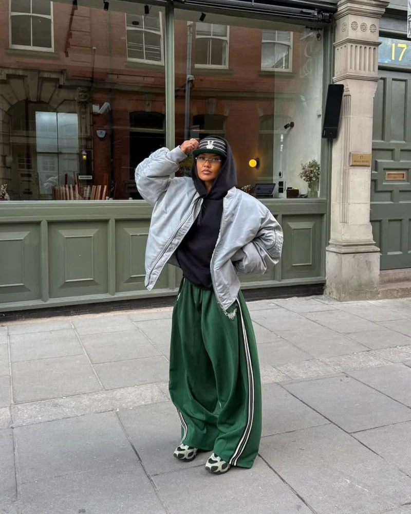 Puffer Jacket, Track Pants