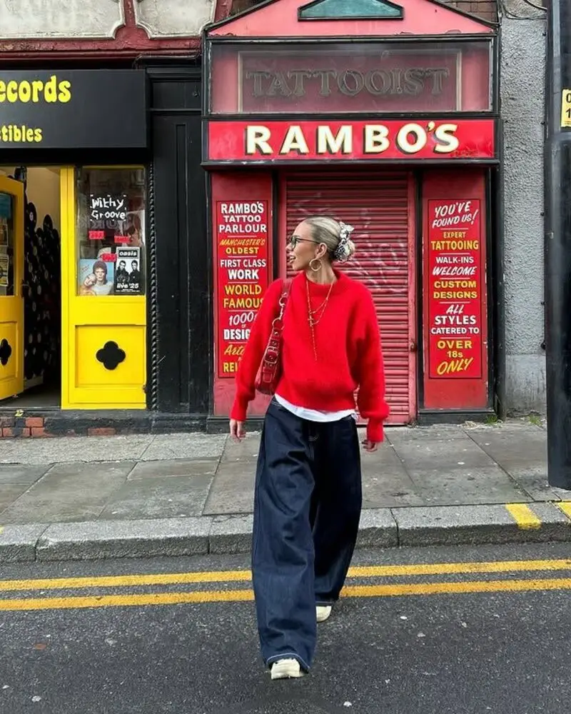 Red Sweater at Storefront