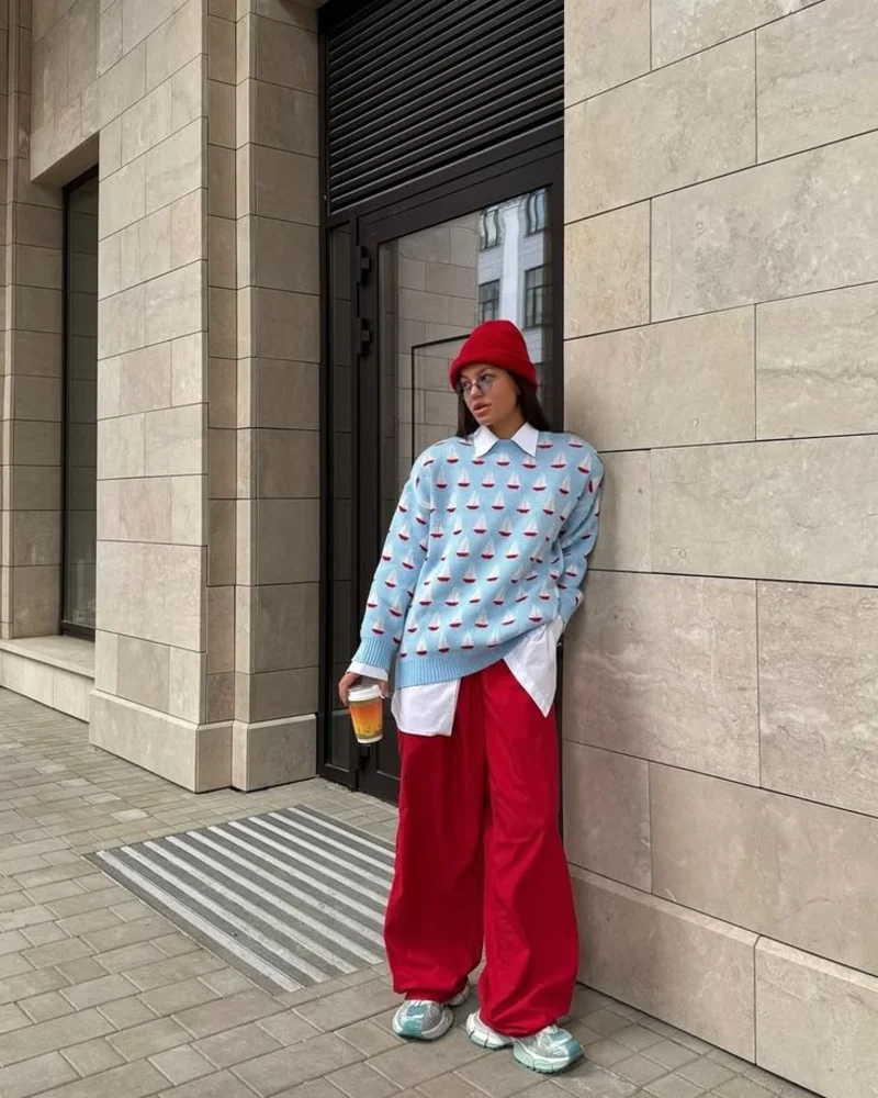 Sailboat Knit & Red Trouser