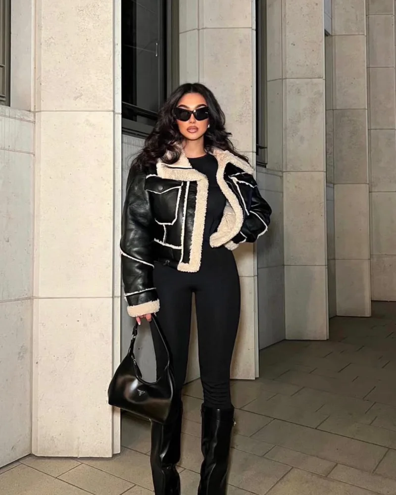 Shearling Jacket + Bodysuit + Boots