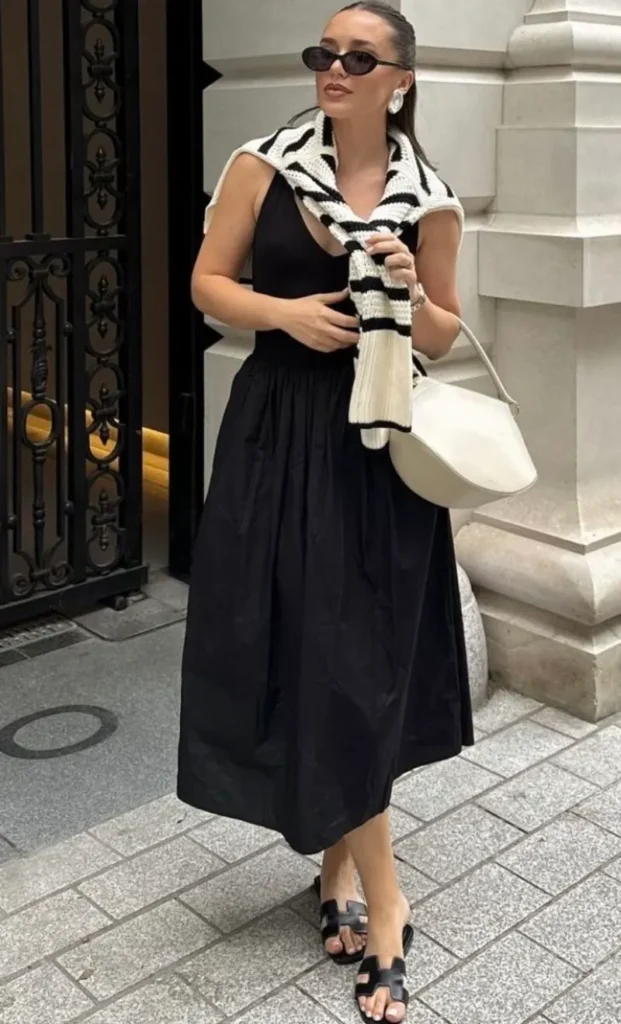 Slip Dress With a Scarf Used as a Wrap
