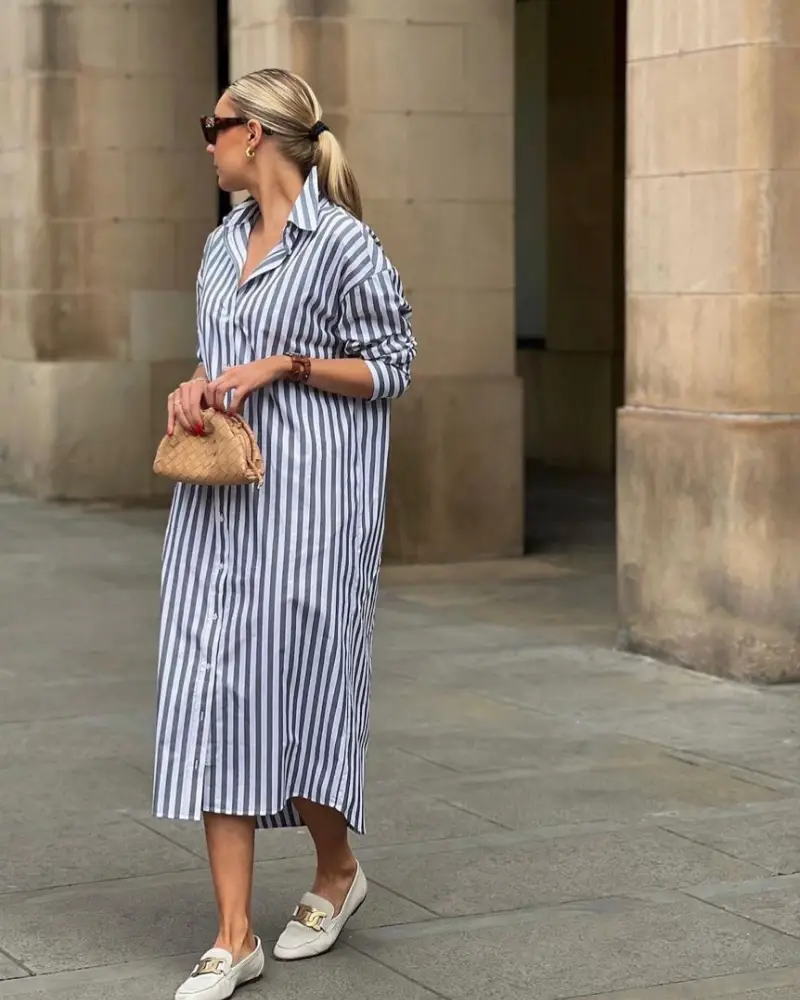 Striped Cotton Shirt Dress