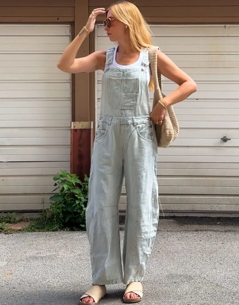 Striped Overalls & Simple Tank