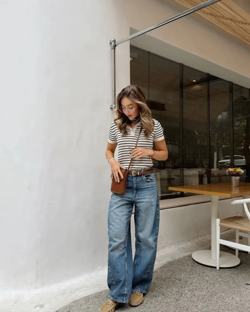  Striped Polo and Loafers