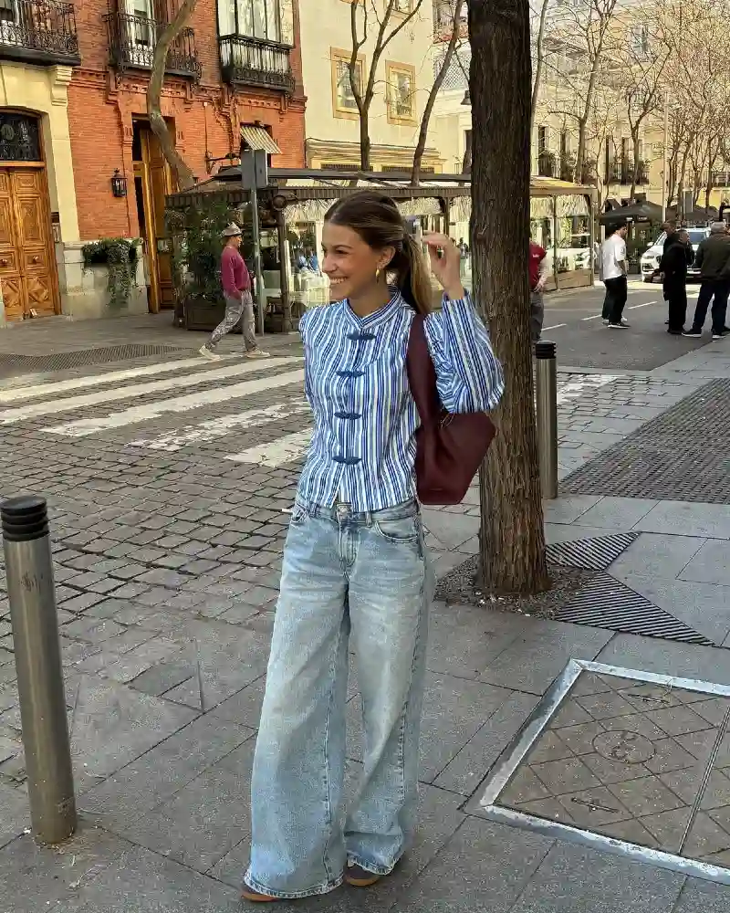  Striped Popover Top and Baggy Denim