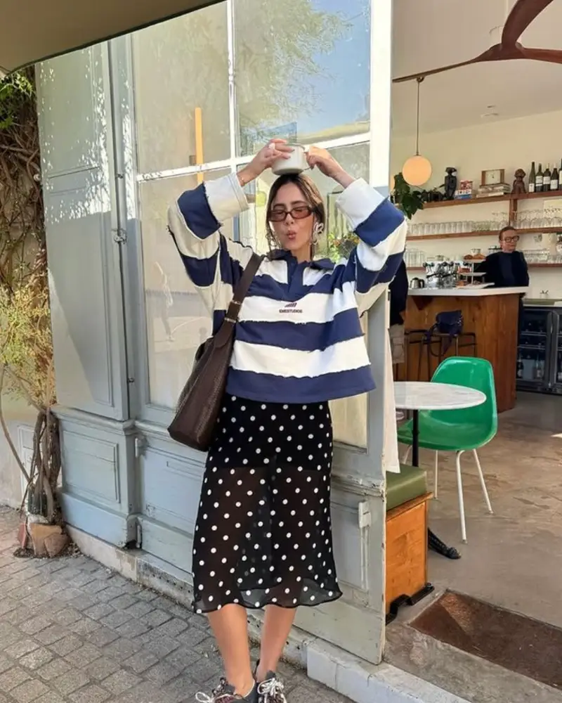 Striped Rugby & Polka Dot Skirt