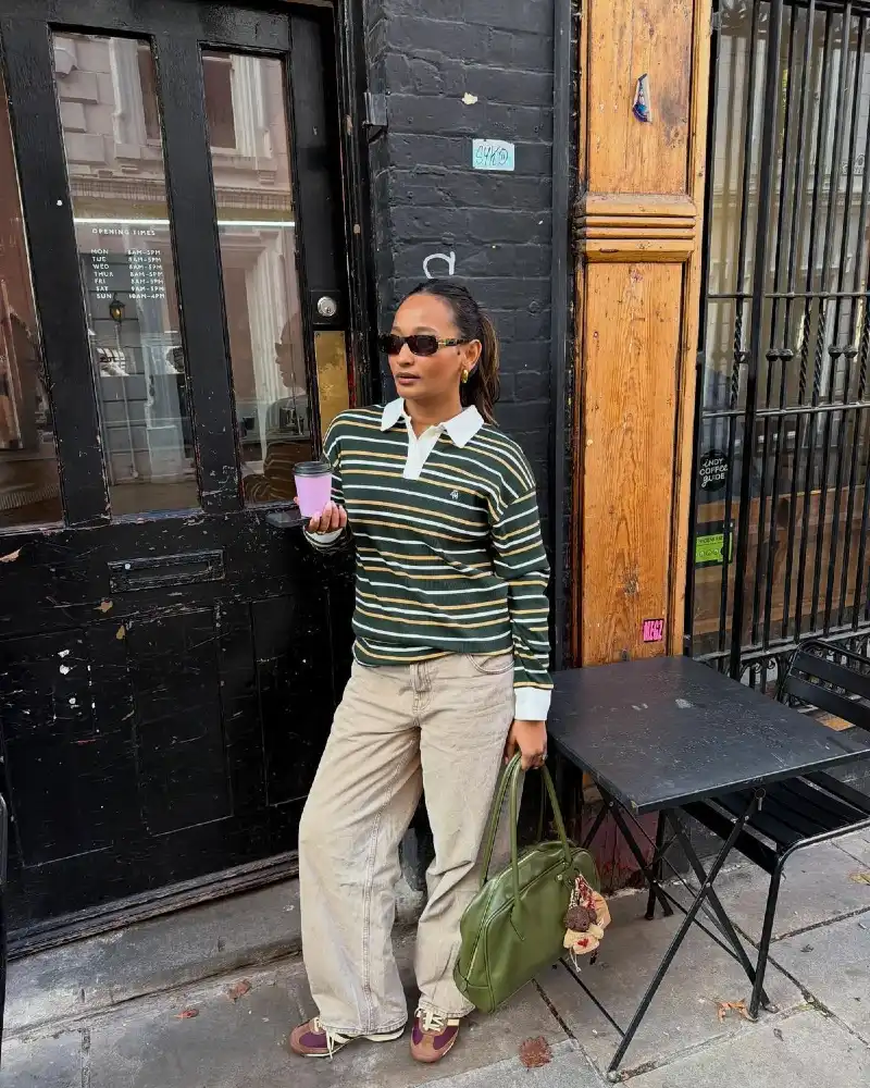 Striped Rugby Polo & Khaki Trousers
