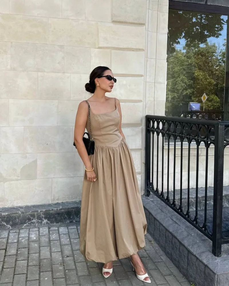 Tan Slip Dress, Neutral and Relaxed