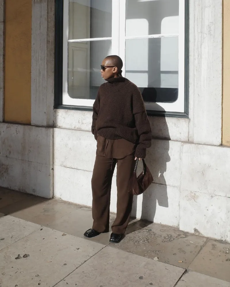 Turtleneck Sweater + Wide-Leg Trousers