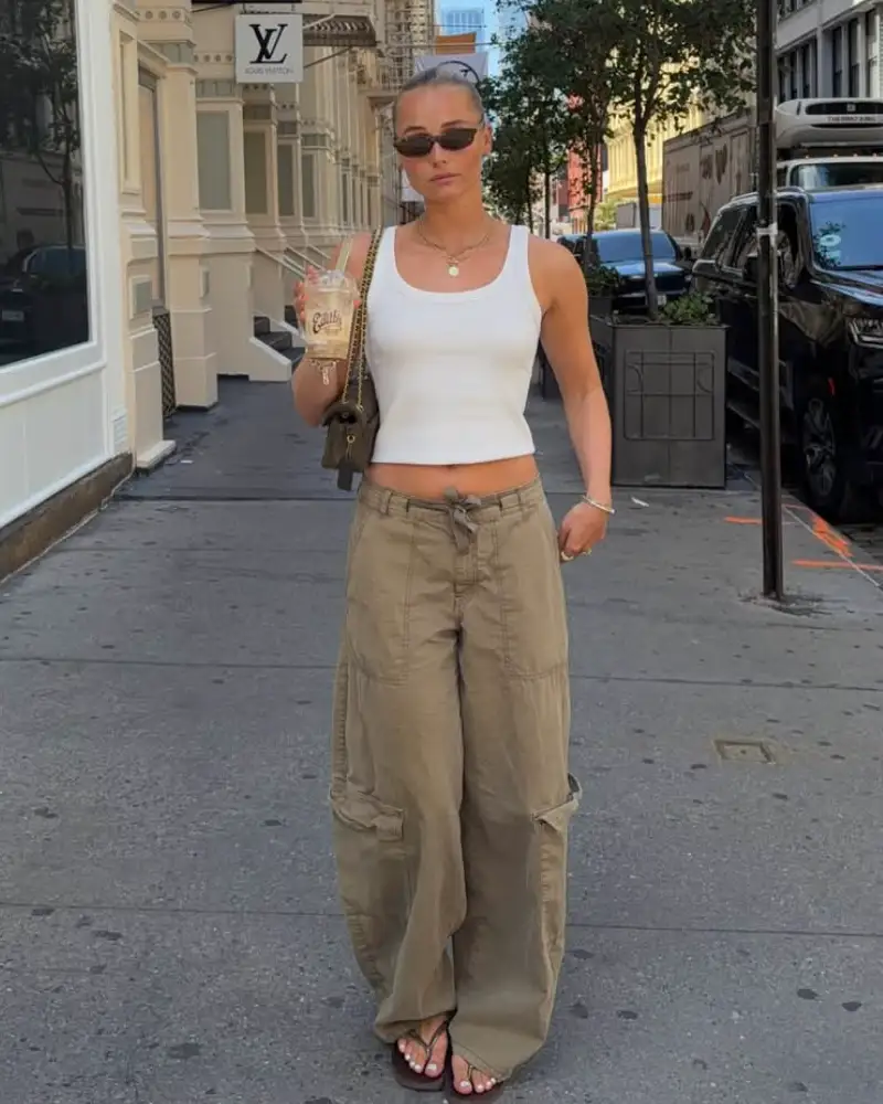Utility Cargo Pants With A Fitted Tank