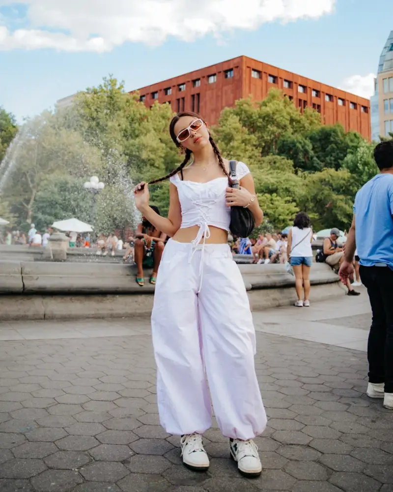 White Corset Top & Balloon Pants