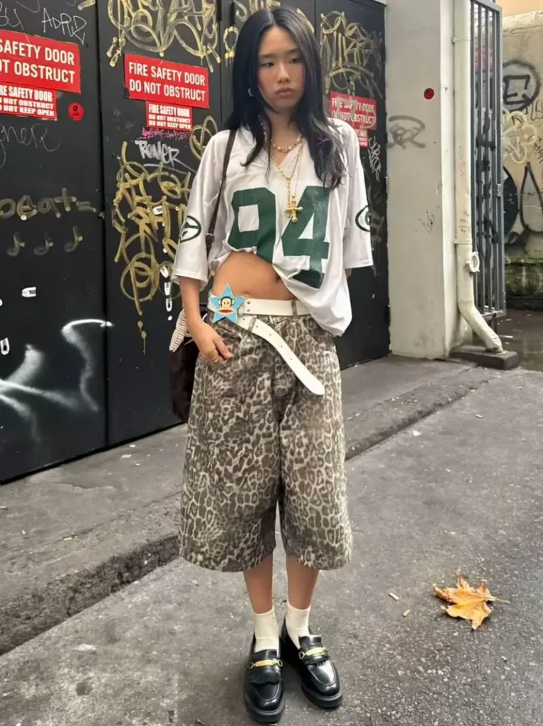 White Jersey & Leopard Print Shorts