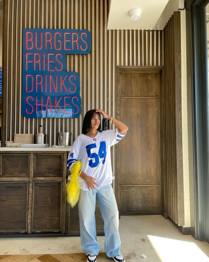 White Jersey Meets Wide-Leg Denim