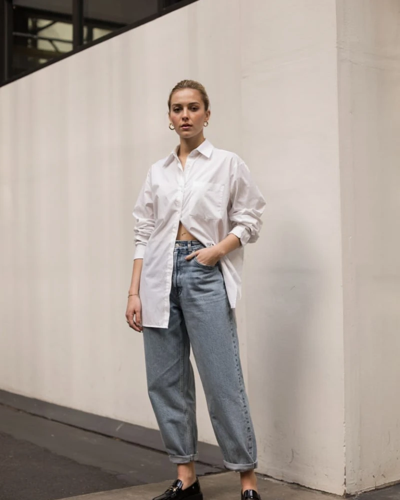 White Shirt & Baggy Jeans