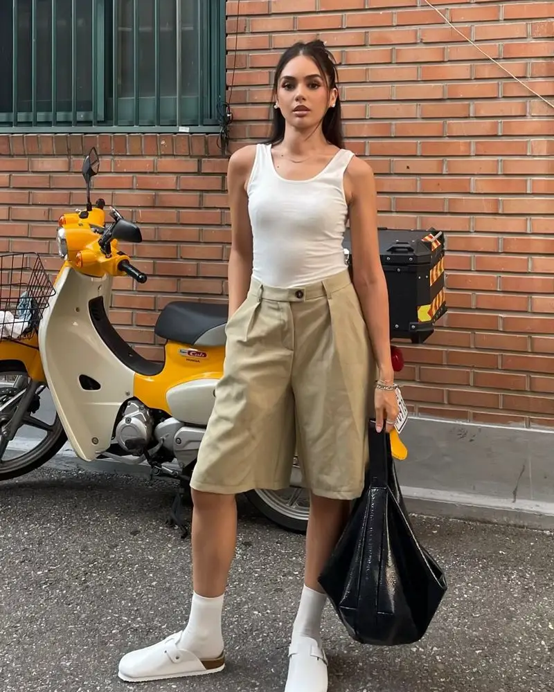 White Tank + Bermuda Shorts