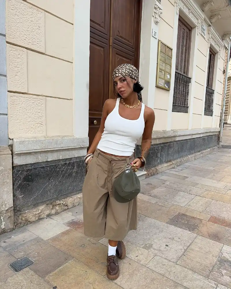 White Tank + Wide-Leg Culottes