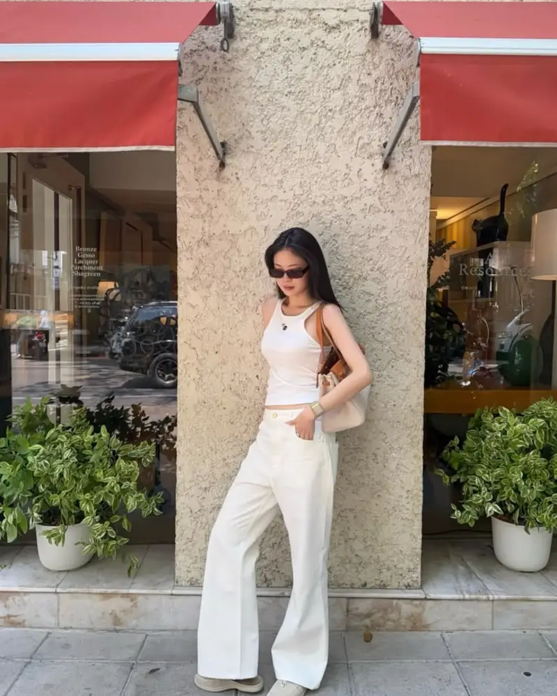 White Tank & Wide Leg Trousers
