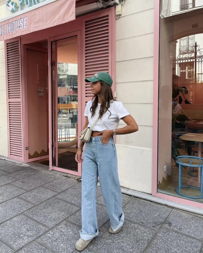 White Tee & Wide-Leg Denim
