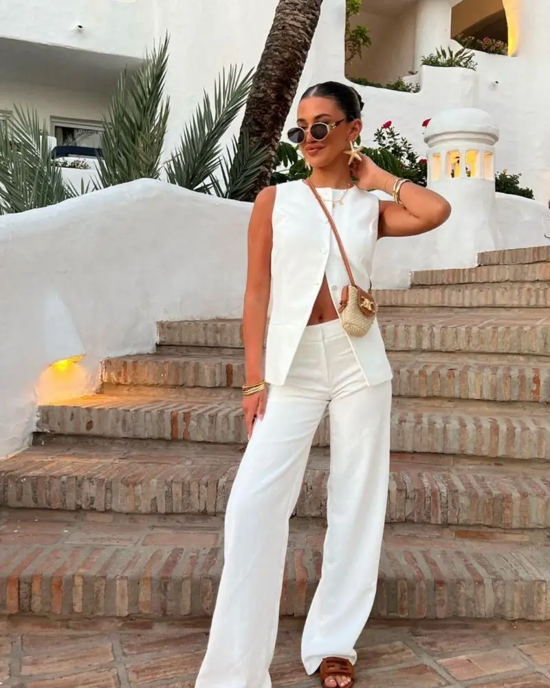 White Vest and Trouser Set