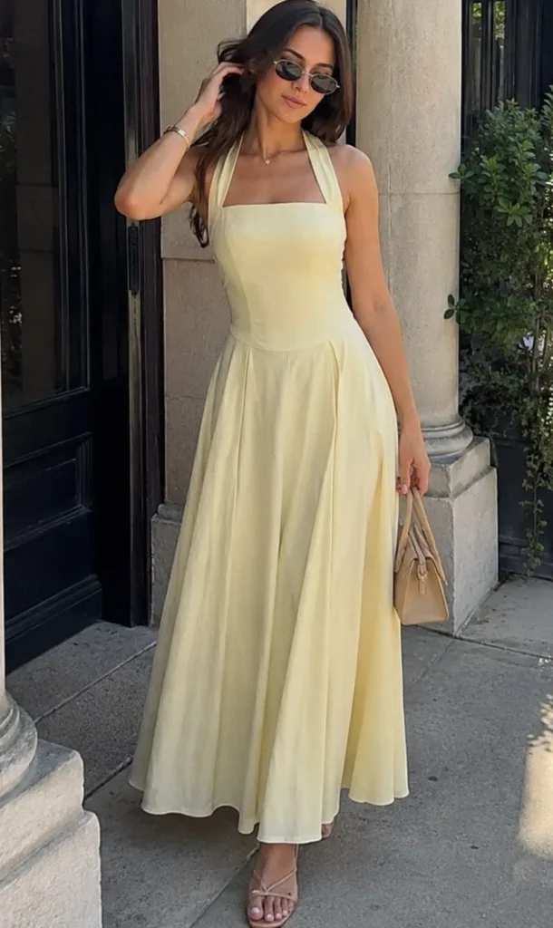 Yellow Racerback Maxi, Simple Shape, Bright Mood