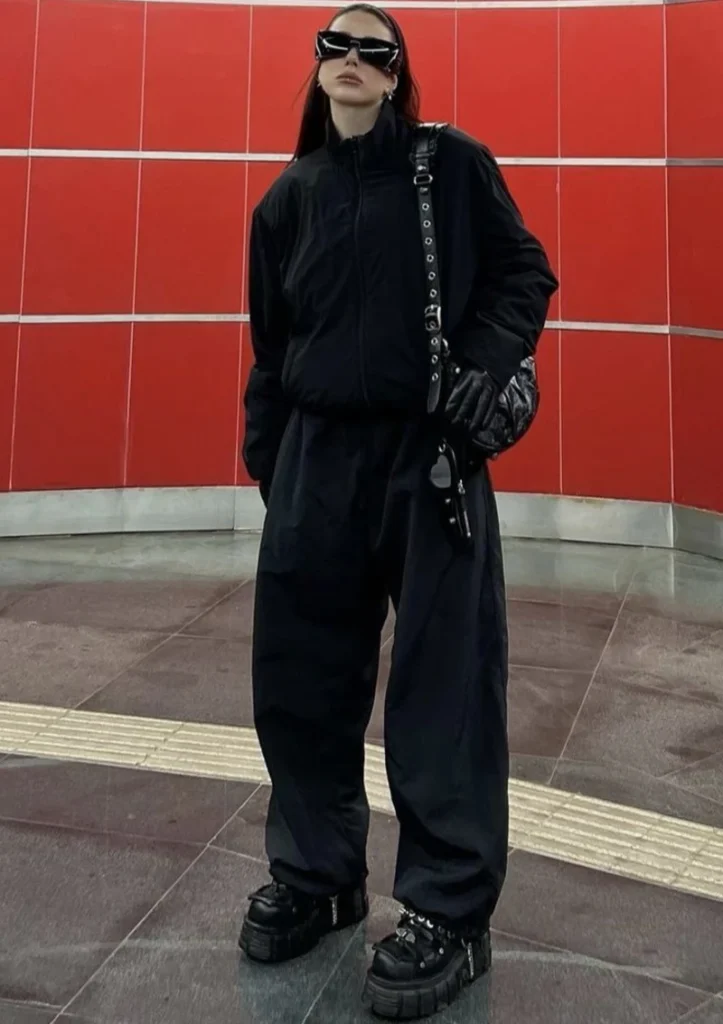 Zip-Up Track Jacket With Wide-Leg Pants