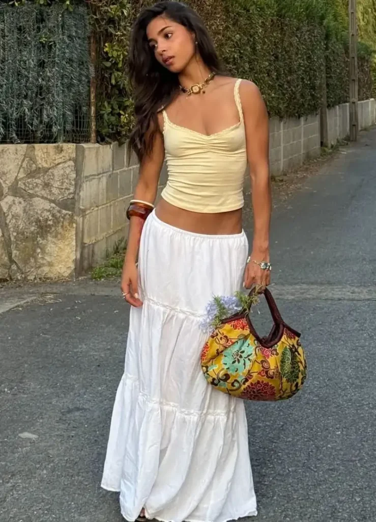 Boho Maxi Skirt & Lace Cami