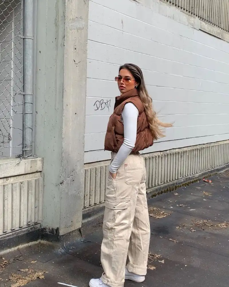Cargo Trousers, a Fitted Knit, and a Quilted Vest