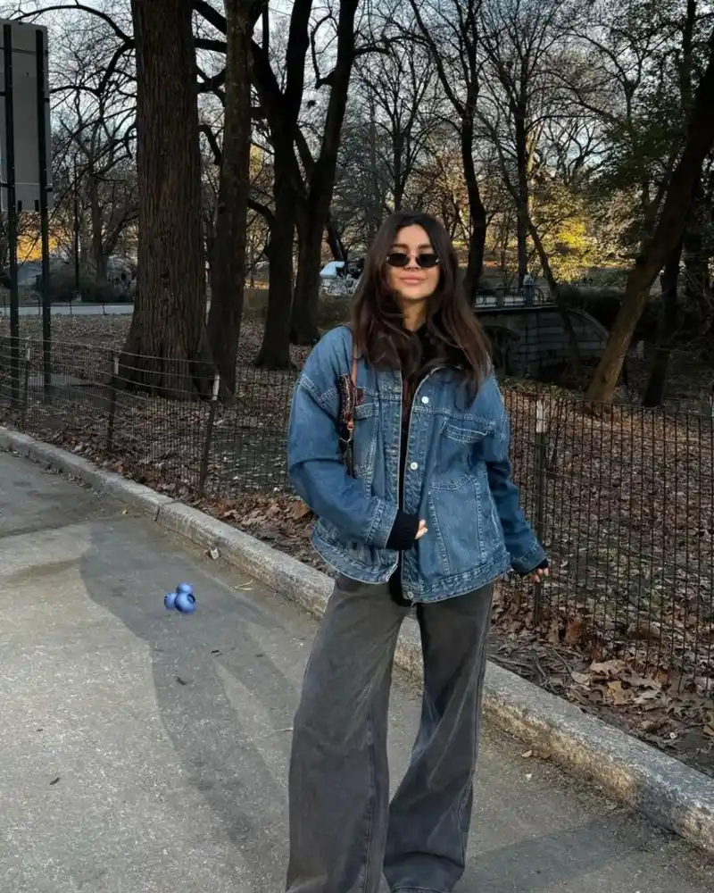 Corduroy Trousers, a Thermal Top, and a Denim Jacket
