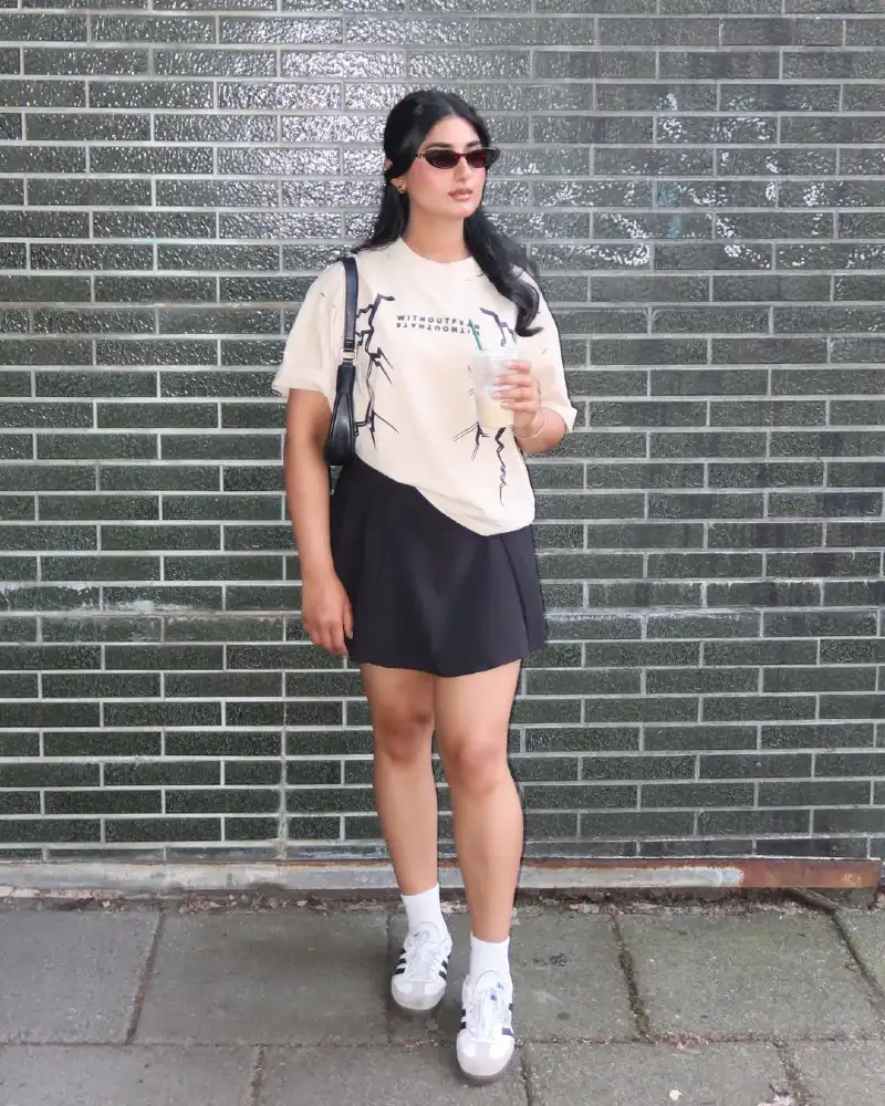 Cream Graphic Tee & Skort