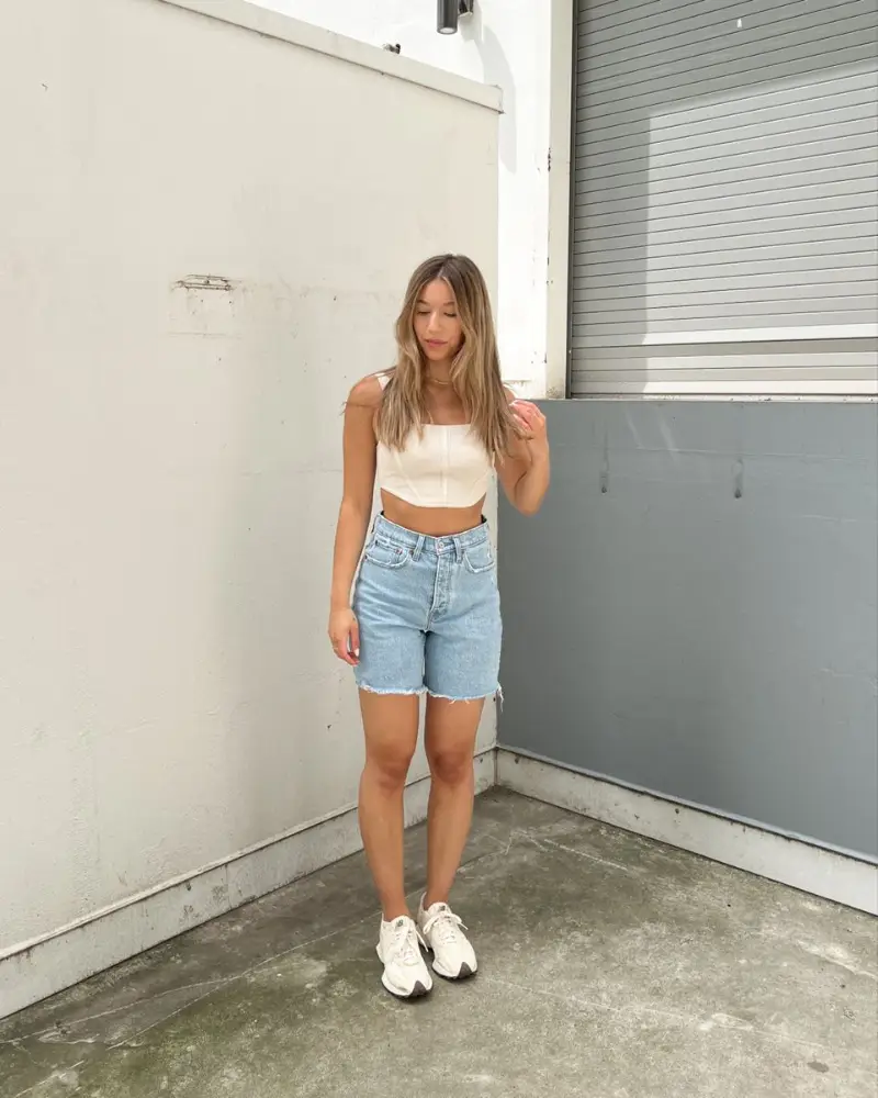 Cropped Cami + Denim Shorts