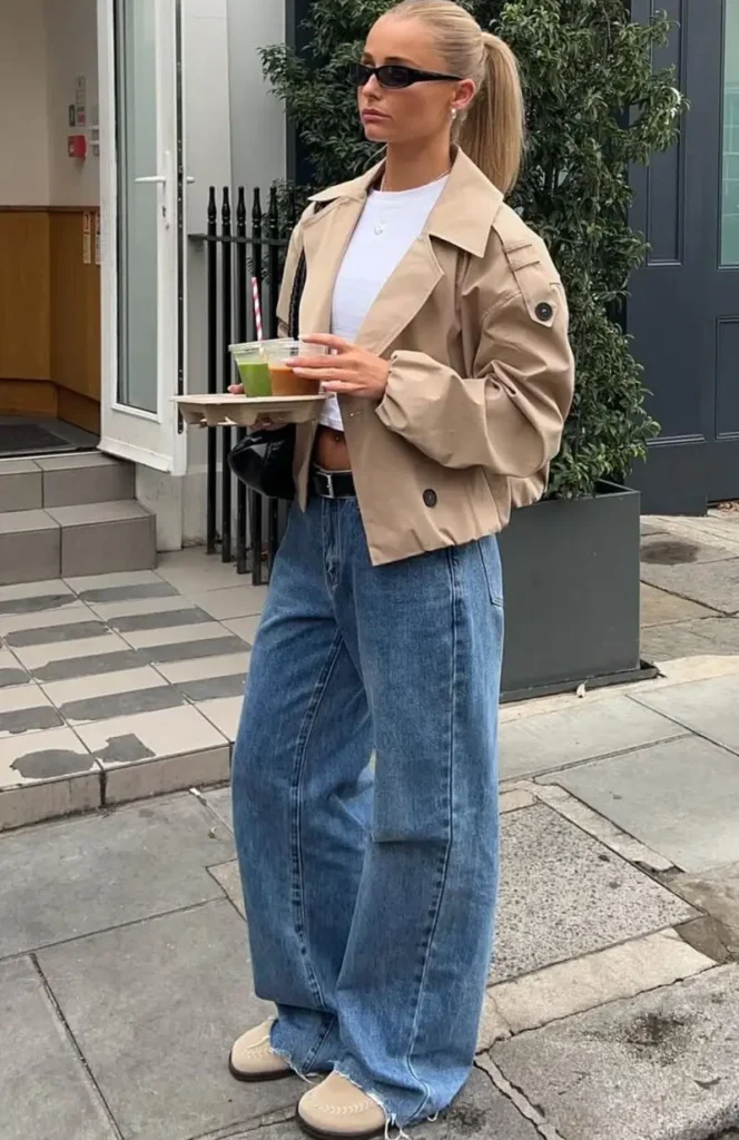 Cropped Trench & Wide-Leg Denim