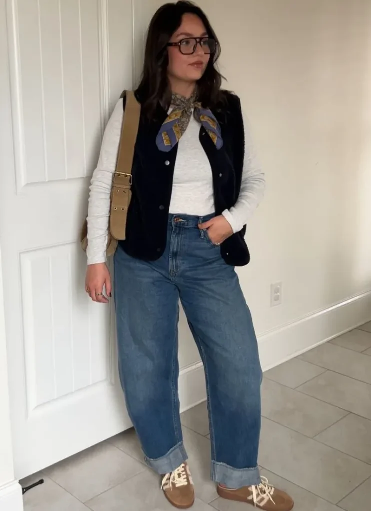 Dark Denim, a Mock Neck Top, and a Quilted Vest