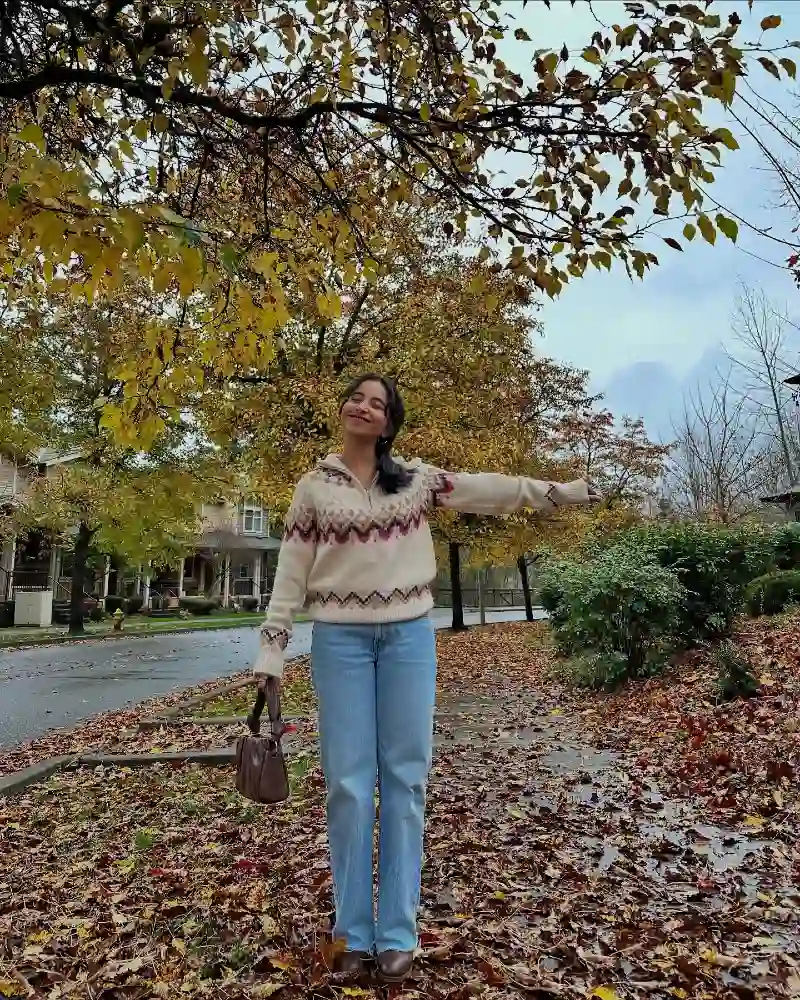 Fair Isle Quarter-Zip Sweater + Straight Jeans