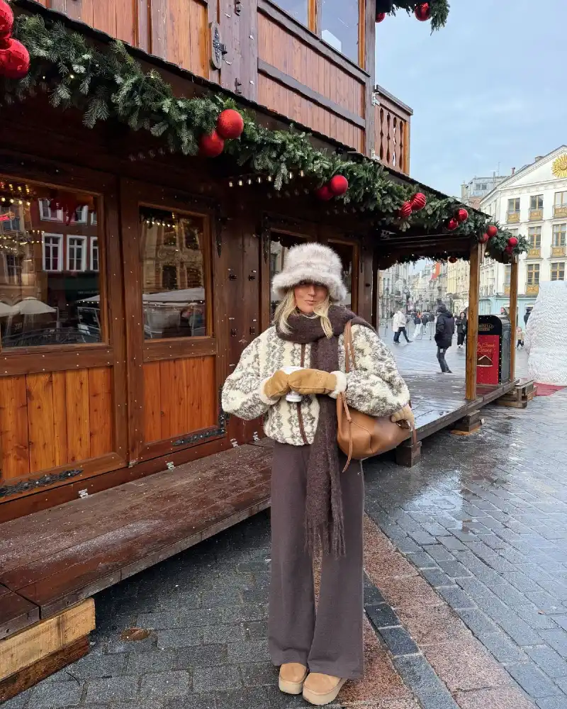 Fair Isle Sweater and Wide Trousers