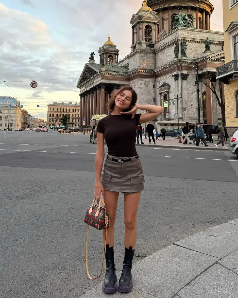 Fitted Tee and Cargo Mini Skirt