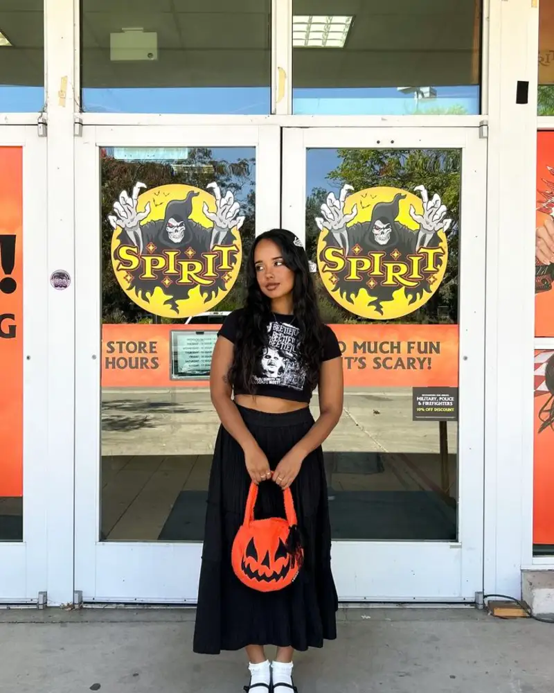 Graphic Crop Tee with Full Midi Skirt