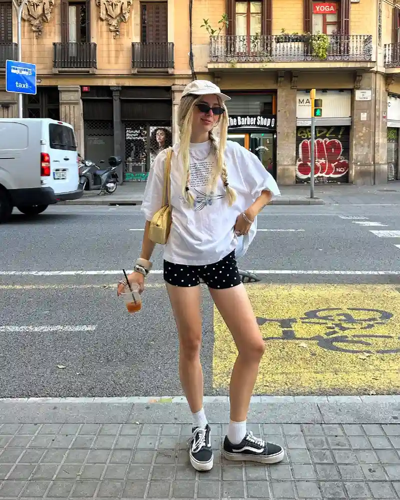 Graphic Tee & Polka Dot Shorts