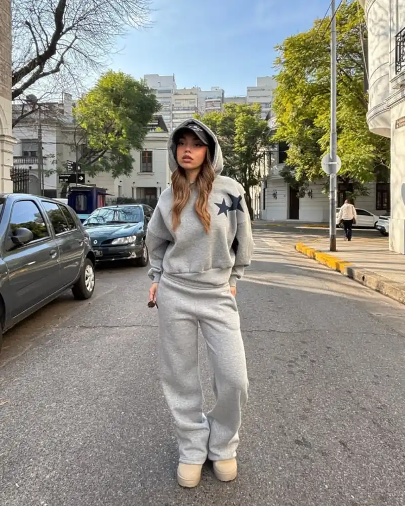 Grey Star Hoodie Set