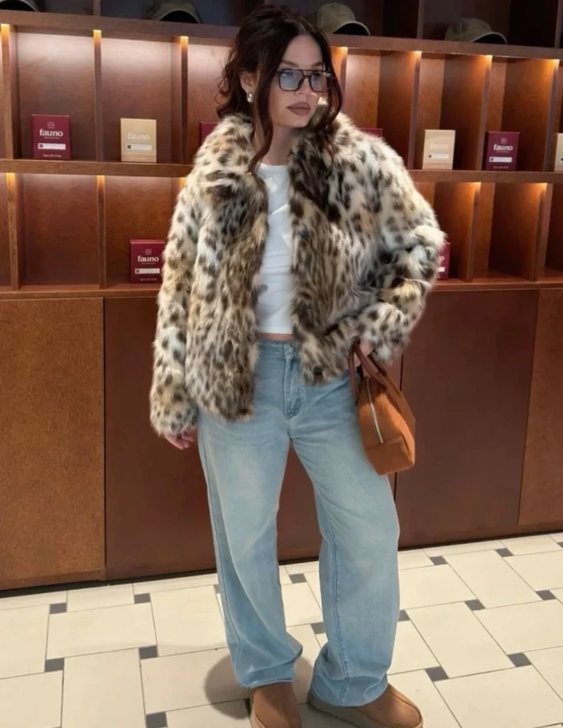 Leopard Fur Jacket & Ugg Boots