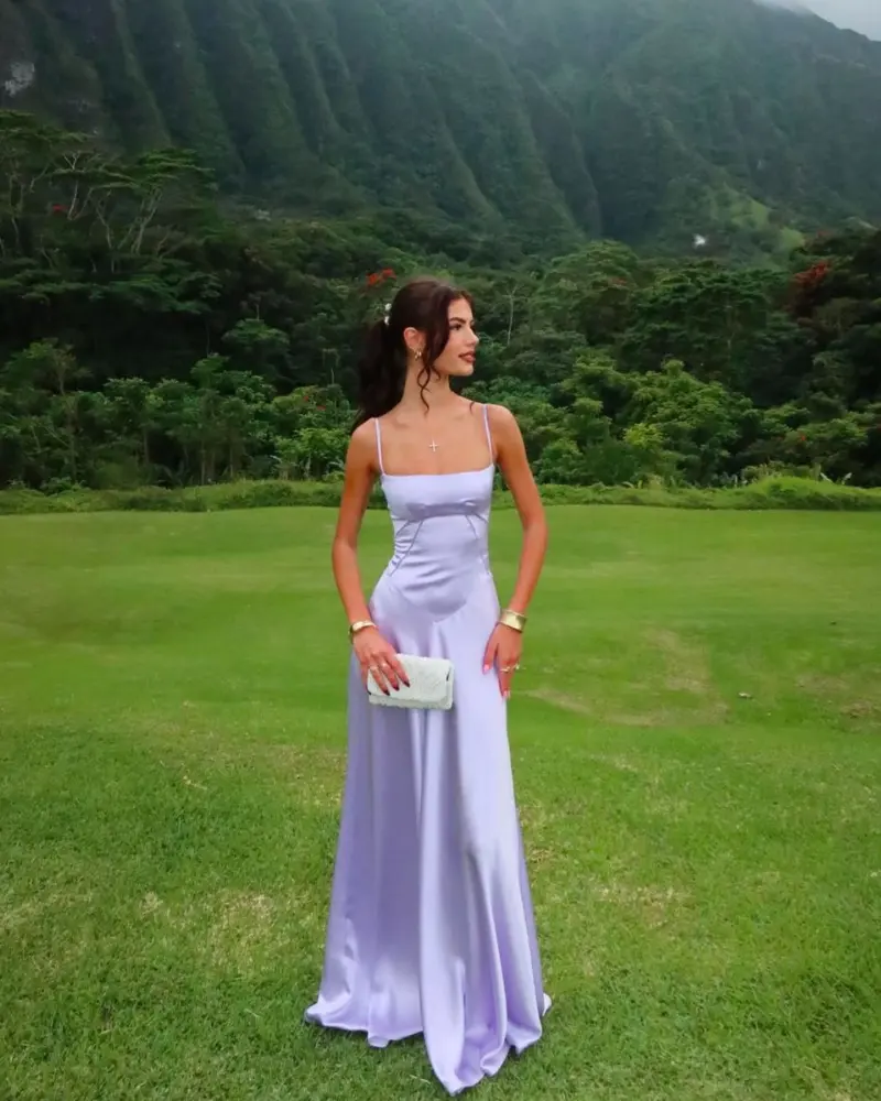 Lilac Satin Slip Gown