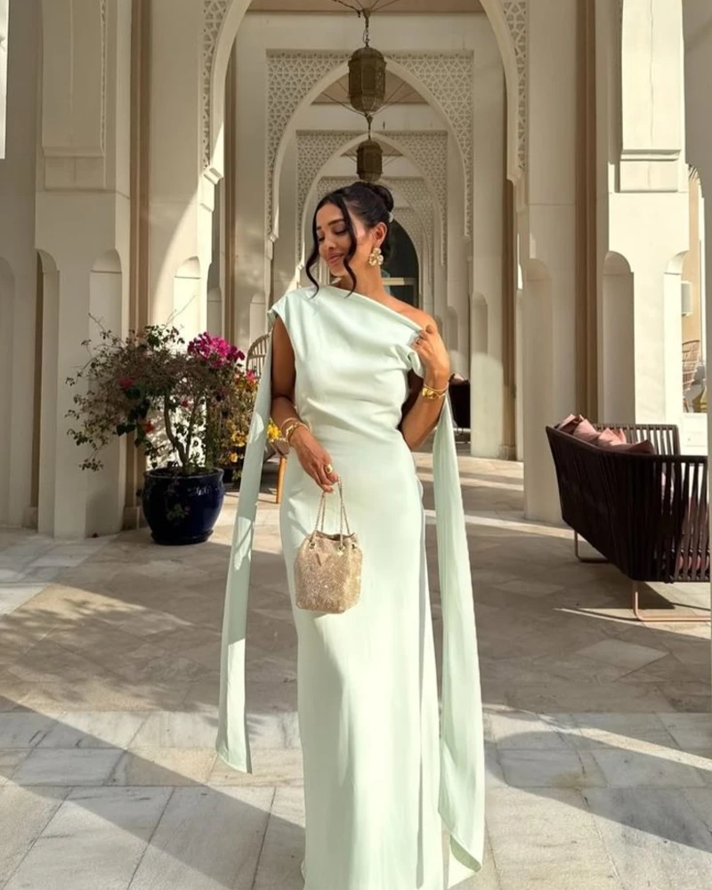 Mint Green One-Shoulder Gown