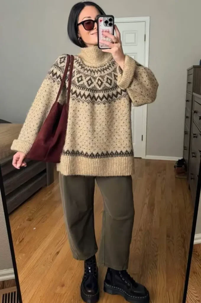 Nordic Turtleneck With Olive Trousers