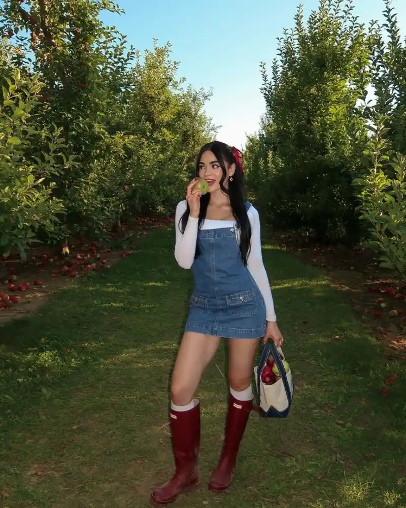 Overall Dress with Rain Boots